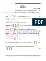 Test - 1 Matrices: Class-Xii (Cbse) Material By: Anish Sir Page