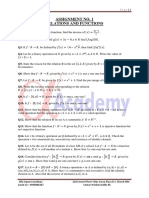 Assignment No. 1 Relations and Functions