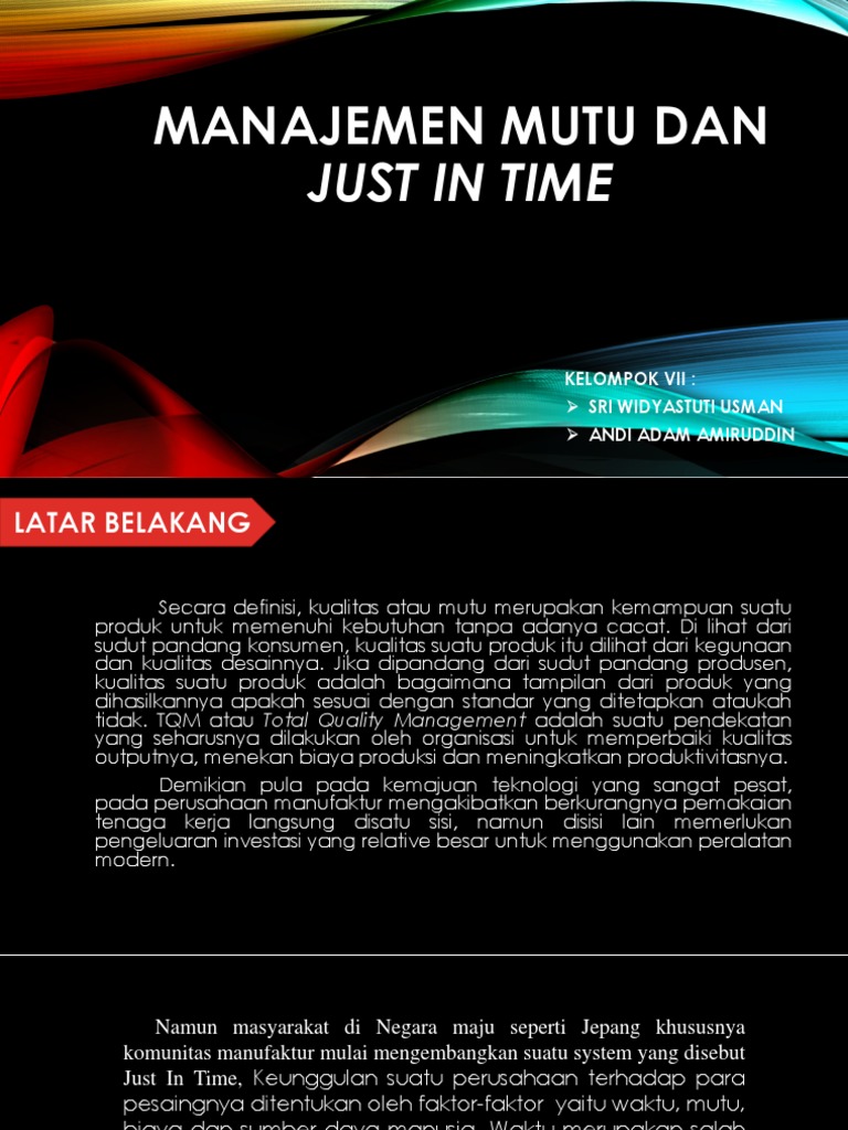 Manajemen Mutu dan Just In Time | PDF