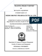 Medicoronet Pharmaceutical LTD.: Summer Training Project Report