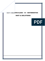 Hint & Solutions: Kvpy Archive Class - Xi - Mathematics