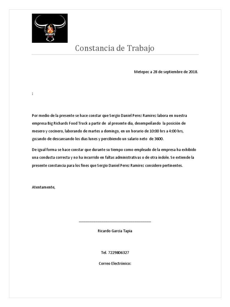 Constancia Laboral PDF