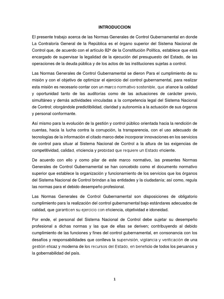 Normas de Control Gubernamental en Perú | PDF | Auditoría ...