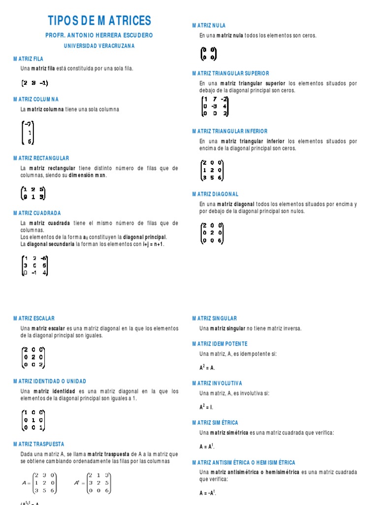 10a. TIPOS DE MATRICES 1 PDF | PDF | Métodos y materiales de enseñanza