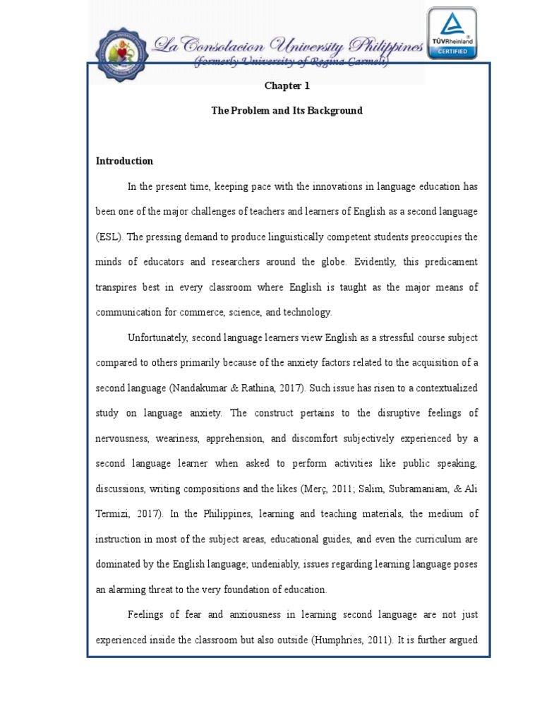 Language Anxiety in ESL Learners | PDF | Metacognition | Second Language