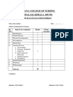 Archana College of Nursing Pandalam, Kerala - 689 501: Care Plan Evaluation Format