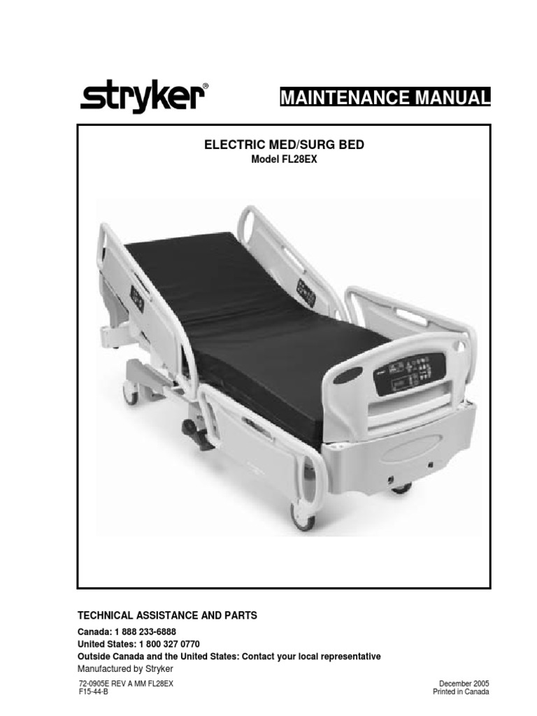 Stryker FL28EX Hospital Bed - Service Manual PDF | PDF | Electrical Connector | Fuse (Electrical)