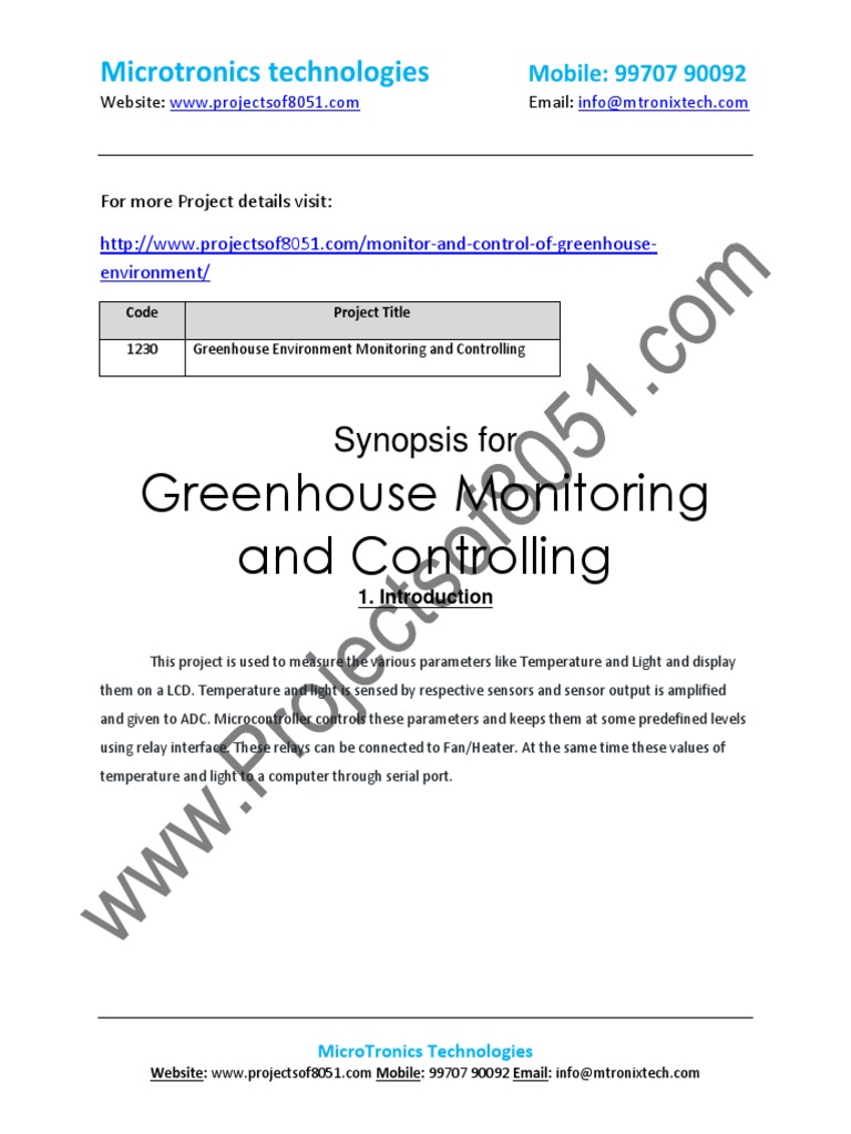 1230 Monitor and Control of Greenhouse Environment PDF Analog To