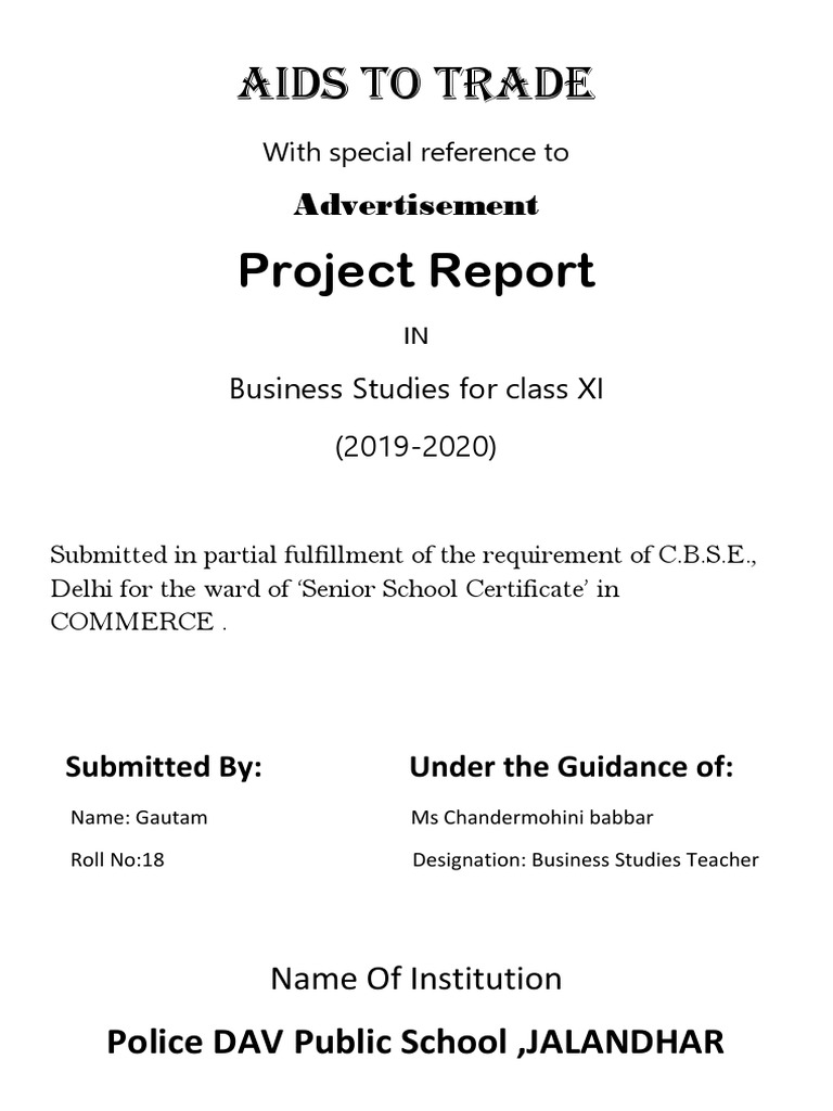 Project Report Aids To Trade PDF