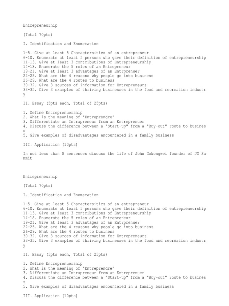 Entrep Prelim | PDF