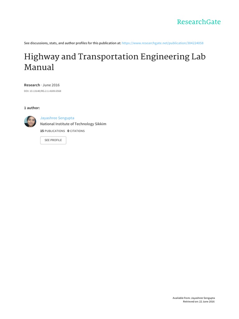 Highway and Transportation Lab Manual | PDF | Asphalt | Road Surface