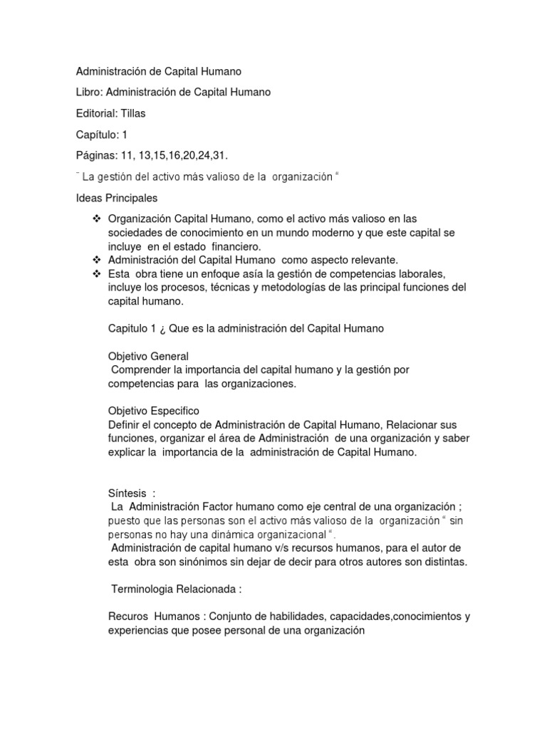 Administración de Capital Humano | PDF | Capital humano | Gestión de