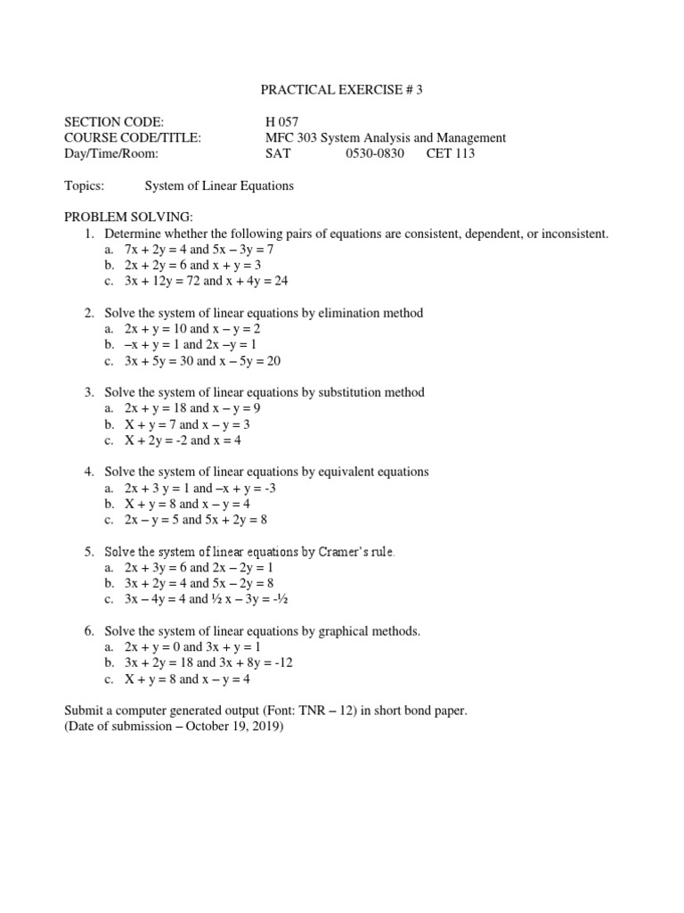 Practical Exercises 3 System Analysis Pdf
