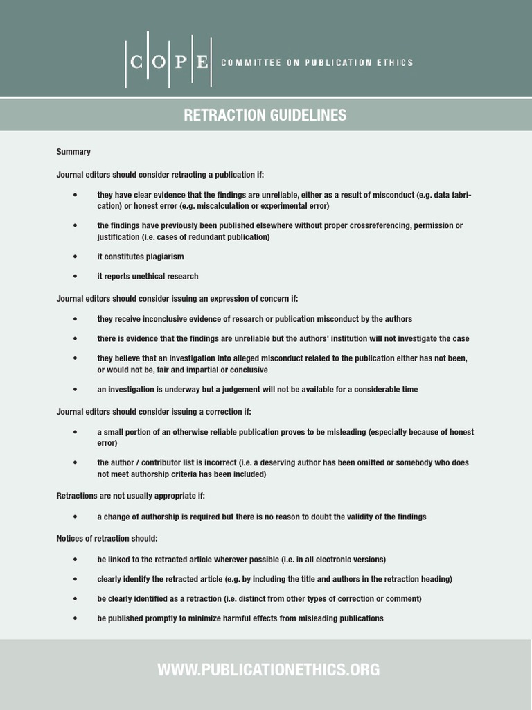 Retraction Guidelines - 0 PDF | PDF