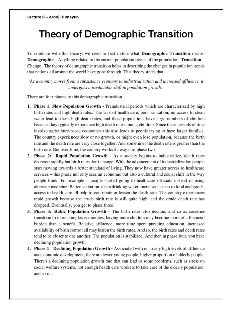 Theory of Demographic Transition PDF | PDF | Birth Rate | Population Growth