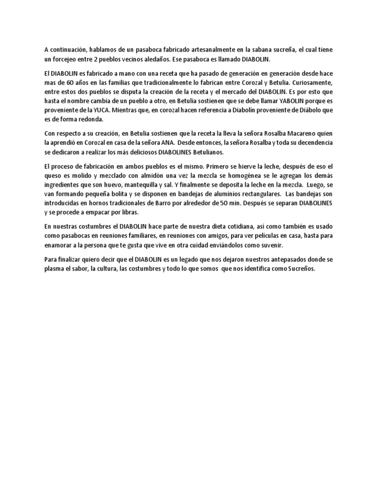 Diabolin: Pasaboca Sucreño Tradicional | PDF | Cocina, comidas y vino