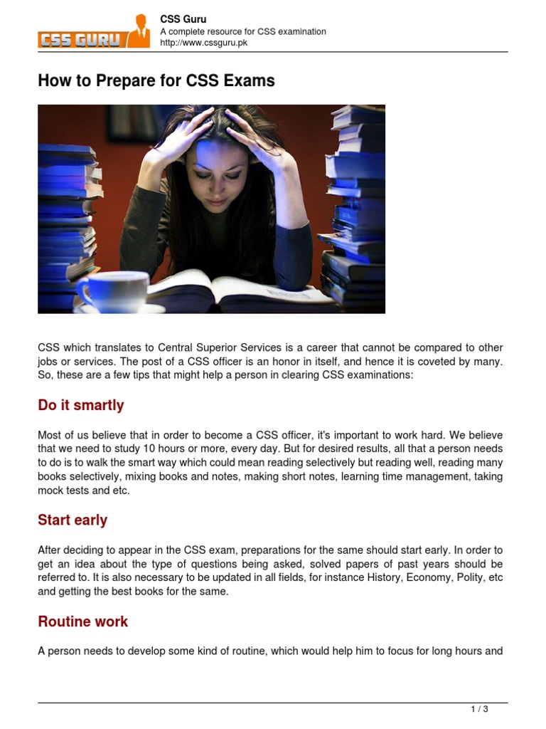 How To Prepare For Css Exams PDF | PDF | Test (Assessment) | Behavior ...