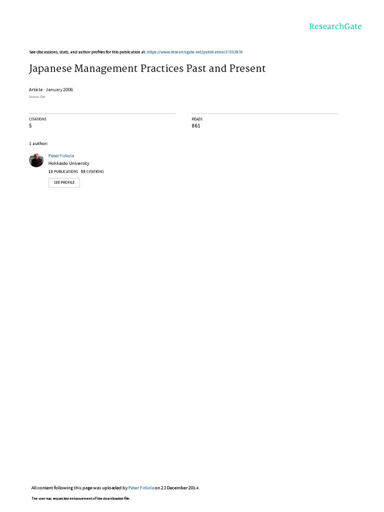 Understanding Japanese Management Practices | PDF | Trade Union ...