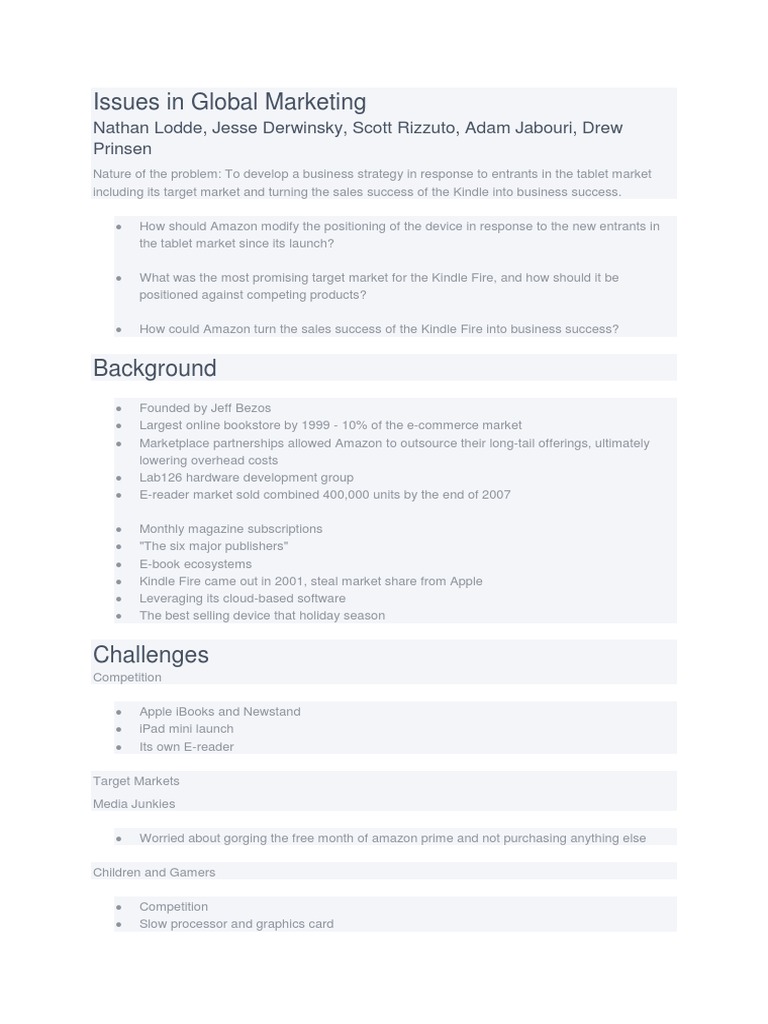 Issues in Global Marketing PDF Strategic Management Swot Analysis