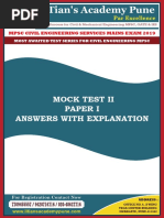 Iitian'S Academy Pune: Mock Test Ii Paper I Answers With Explanation