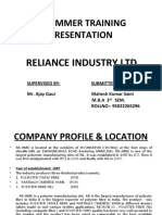 Reliance Industries Training Presentation