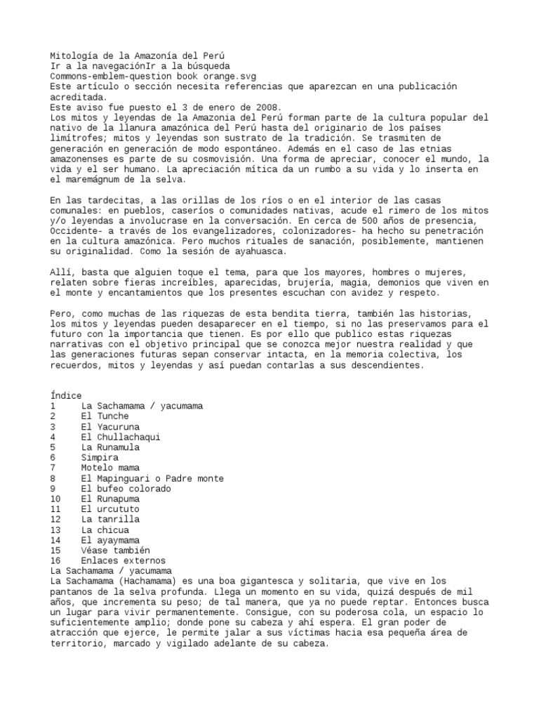 Mitología de La Amazonía Del Perú Wiki PDF Brujería Selva amazónica