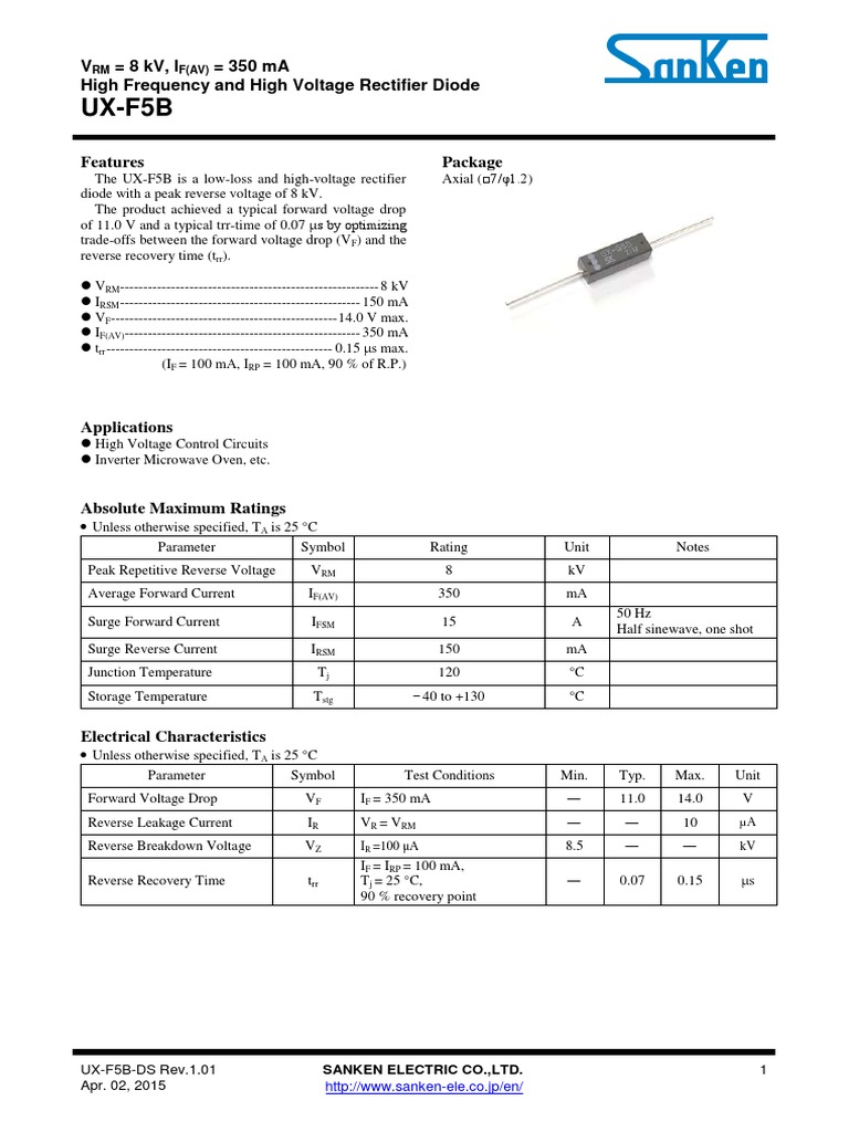 High Voltage and Low Loss Rectifier Diode for Applications up to 8kV