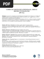 Corso Gestione Aziendale Crisi e Ristrutturazione 80h