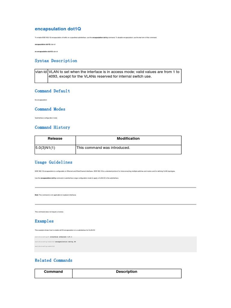 Syntax Description Encapsulation Dot1q PDF