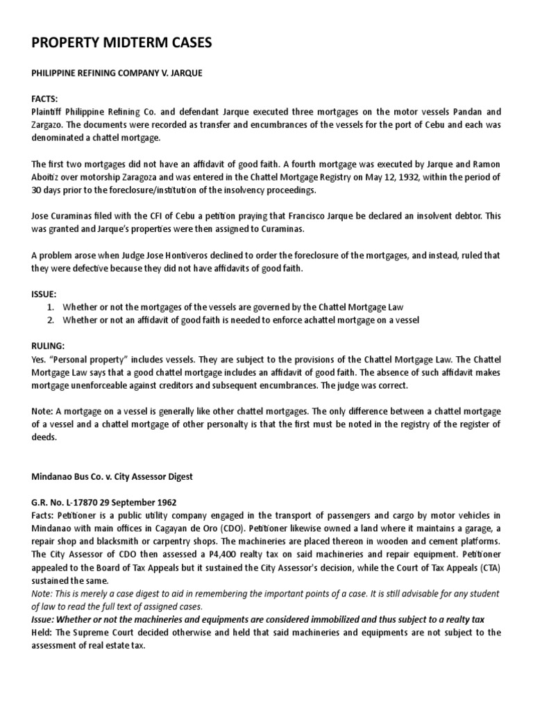 Property Midterm Cases PDF Real Property Judgment (Law)
