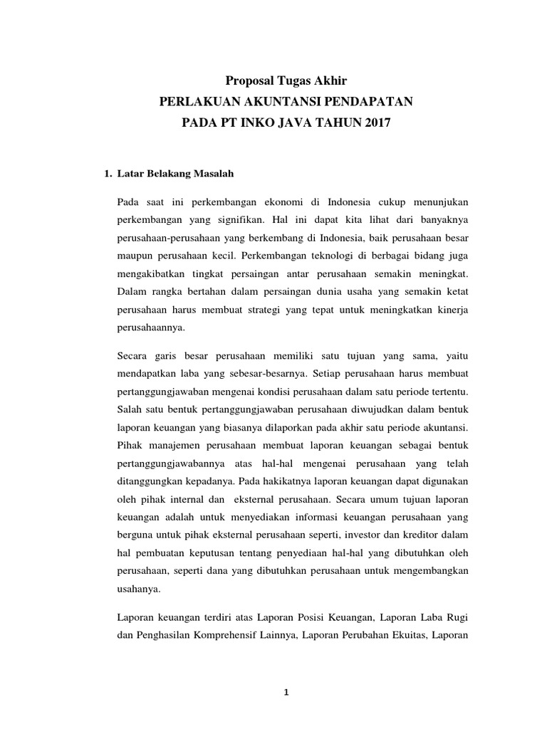 Akuntansi Pendapatan PT Inko Java 2017 | PDF