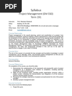 Syllabus: Project Management (EM 550) Term 191