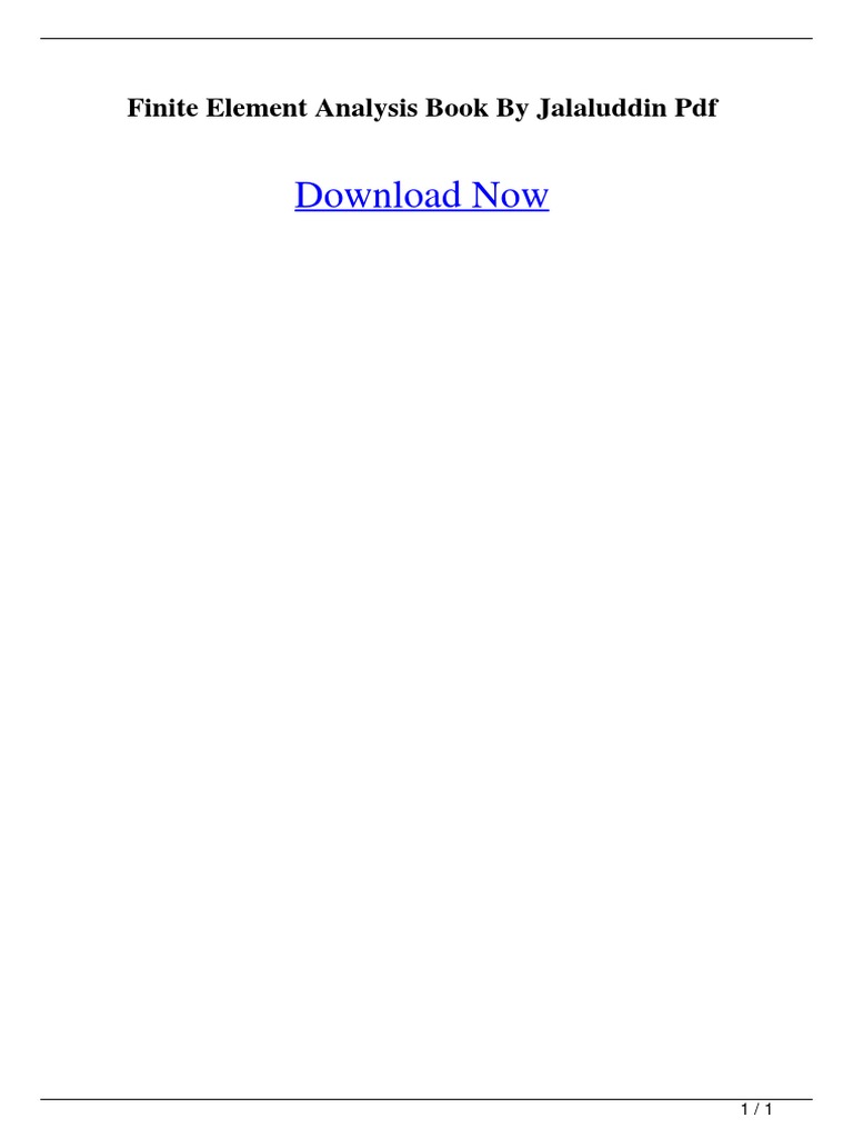 Finite Element Analysis by Jalaluddin PDF | PDF