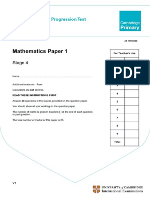Primary Progression Test Stage 4 Math Paper 1 Pdf Teaching Mathematics