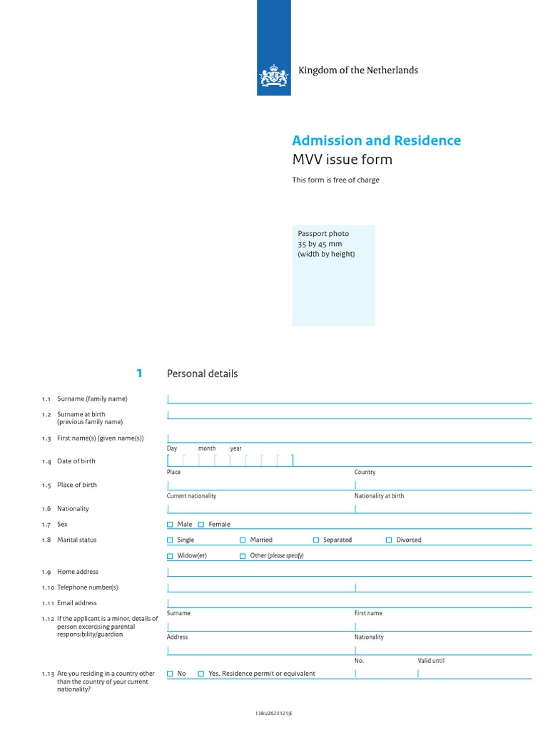 MVV Application Form for Netherlands | PDF | Passport | Government And ...