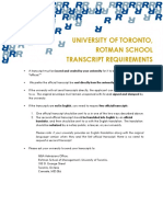 University of Toronto, Rotman School Transcript Requirements