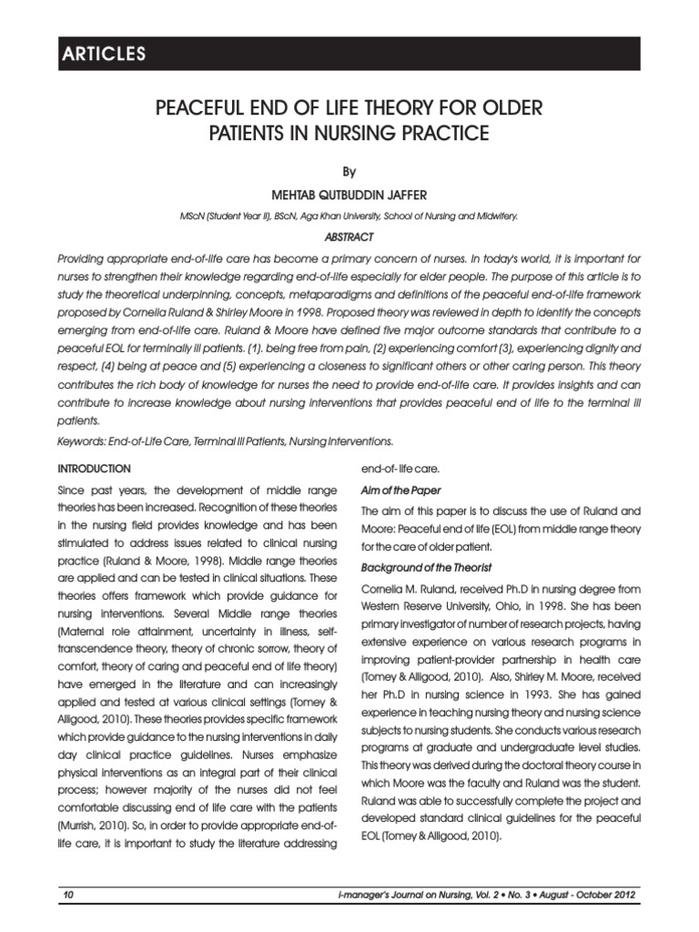Ruland & Moore's Peaceful EOL Framework | PDF | Terminal Illness | Nursing
