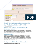 Batch Determination of Components in The Production Order in S/4 1709