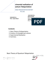 Experimental Realization of Quantum Teleportation: Mid Term Presentation Report PYL749