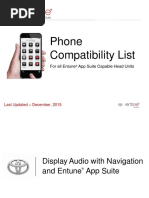 Phone Compatibility List: For All Entune App Suite Capable Head Units