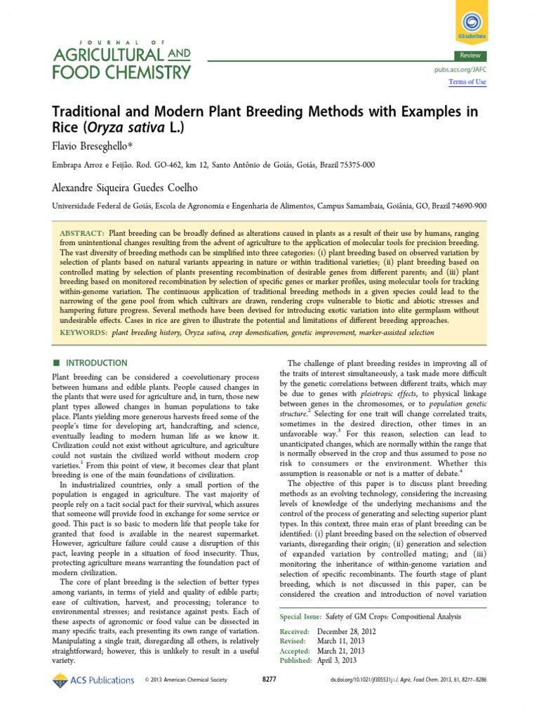Traditional and Modern Plant Breeding Methods With Examples in Rice ...