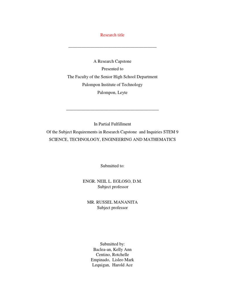 Research Title | PDF | Science & Mathematics | Technology & Engineering