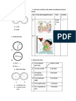 Write The Activity in The Table According The Picture: A) A Half Past Nine