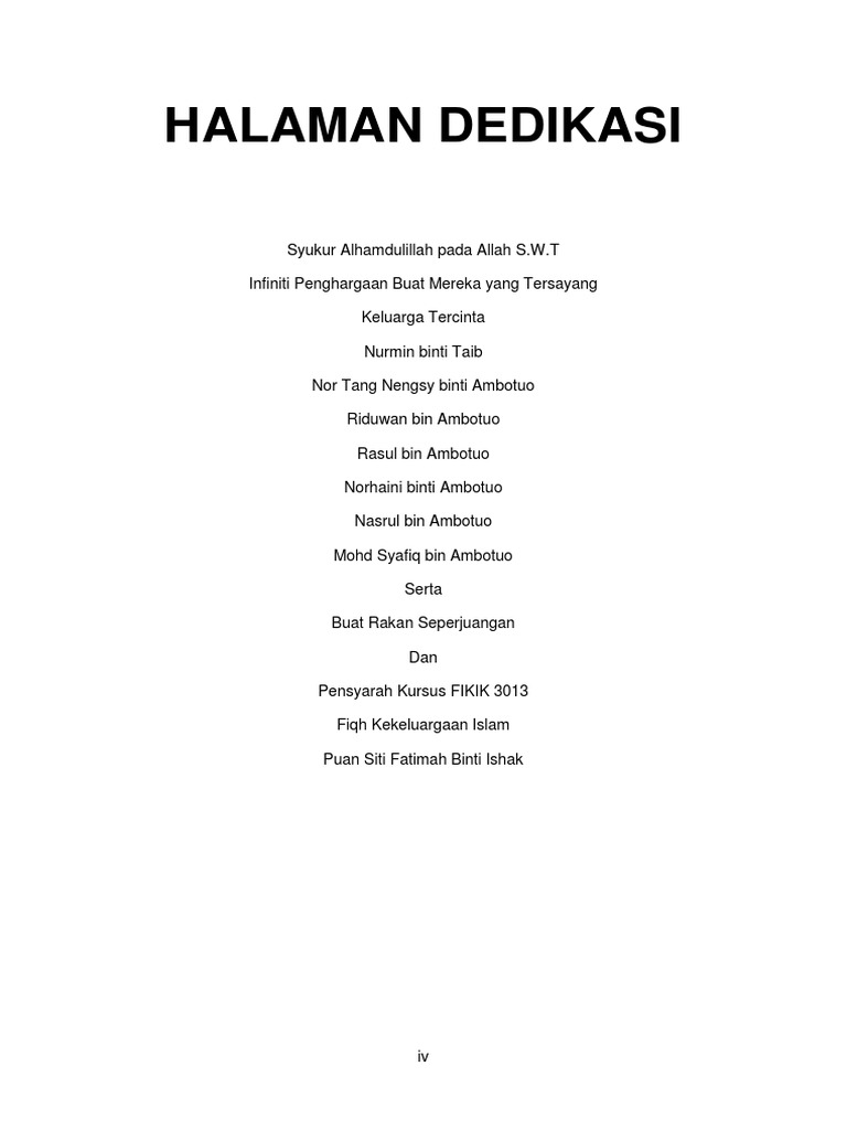 Iv. Halaman Dedikasi | PDF