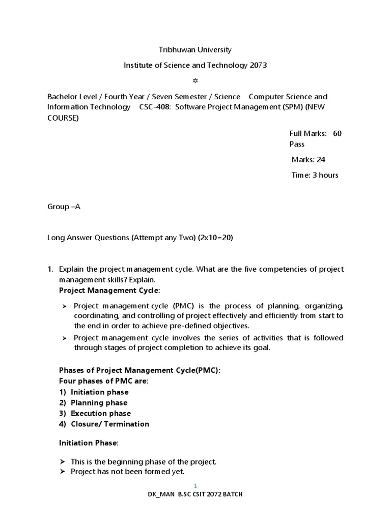 Project Management Cycle and Skills | PDF | Software Testing | Project ...