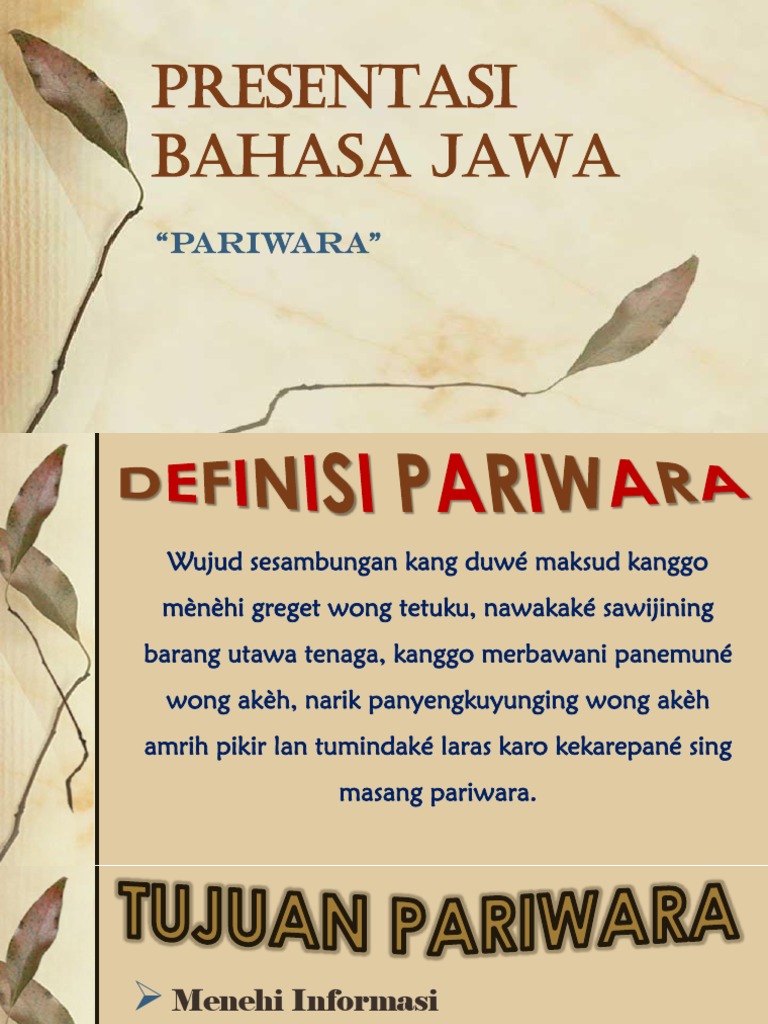 Presentasi Bahasa Jawa Pariwara