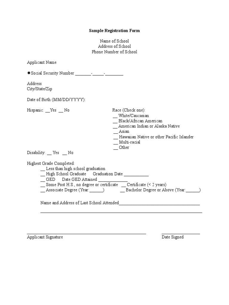 School Registration Form | PDF