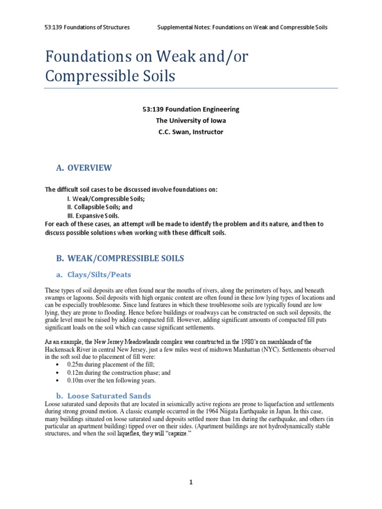 Foundations on Weak Soils: Strategies | PDF | Deep Foundation ...