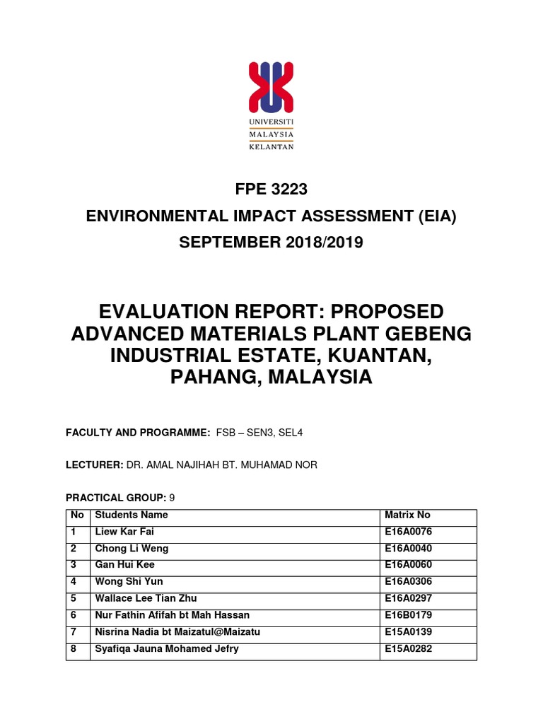 Eia Evaluation Final Draft Environmental Monitoring Environmental Impact Assessment