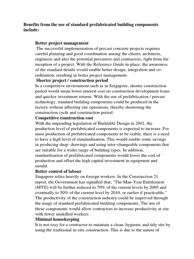 Advantages of Prefabricated Building Components | PDF | Building ...